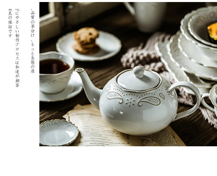 Античный рельефный керамический набор тарелок, фарфоровый основной поднос, десерт, салат, посуда для ресторана, дома, кафе