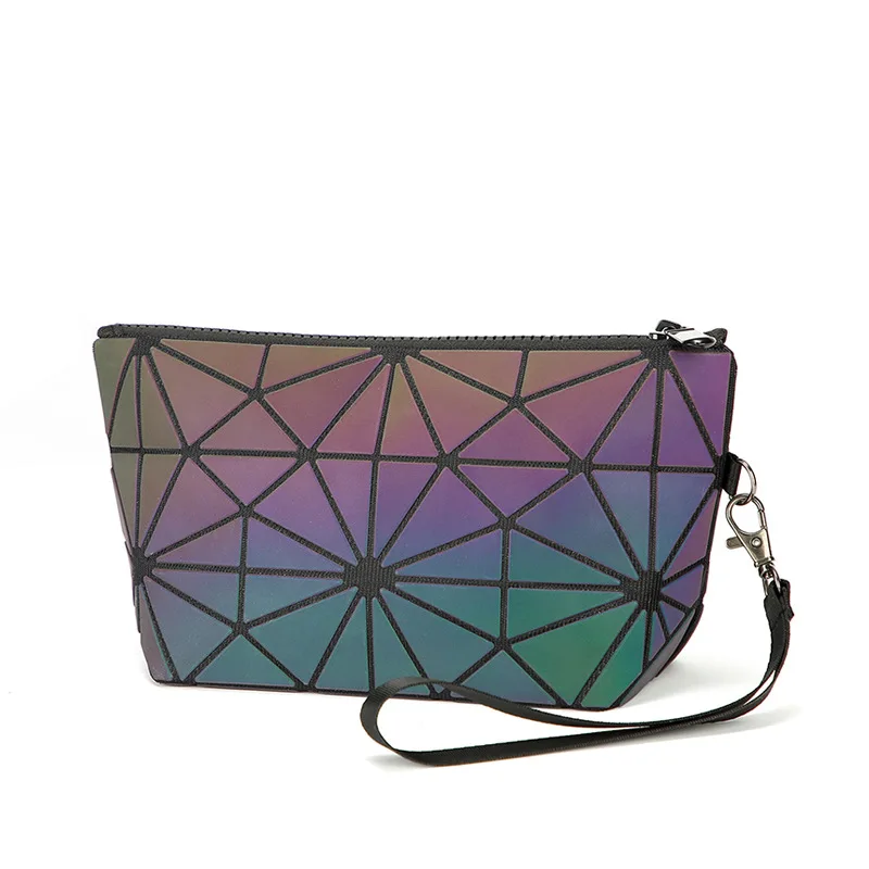 

Litthing Zipper Cosmetic Bag Women Luminous Make Up Ag Geometric Women's Cosmetics Organizer Folding Travel MakeUp Bag