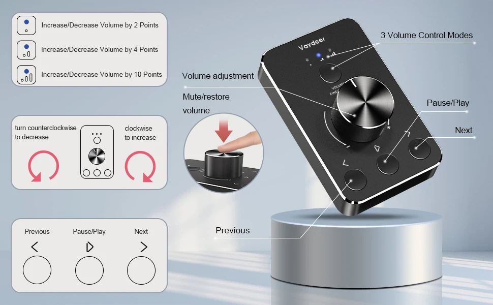 USB, One-Click Mute Function, 3 Volume Control Modes, Audio Ajustar