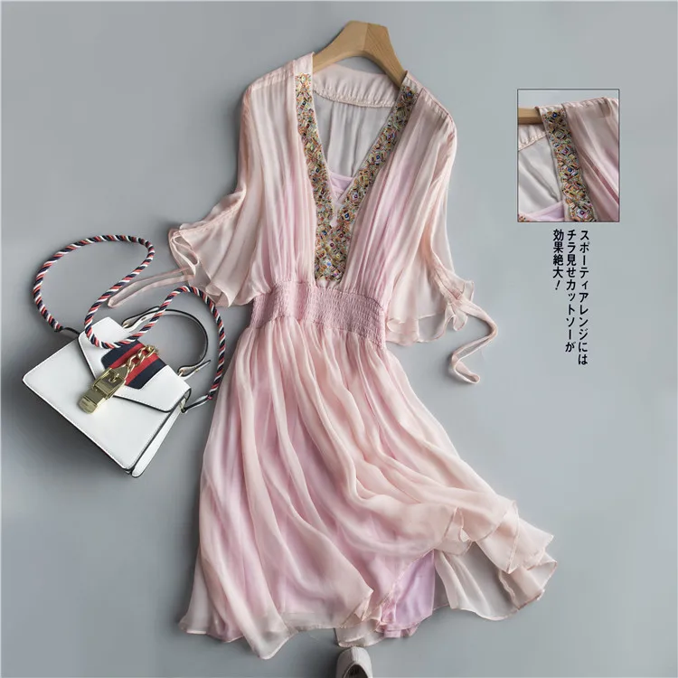 Zomer Jurk 100% Echte Zijde Dames Boho Dress Vrouwen Kleding 2020 Vintage Elegante Sexy Vneck Jurken Vintage Lange Vestido Zomer Jurk 100% Echte Zijde Dames Boho Dress Vrouwen Kleding 2020 Vintage Elegante Sexy Vneck Jurken Vintage Lange Vestido