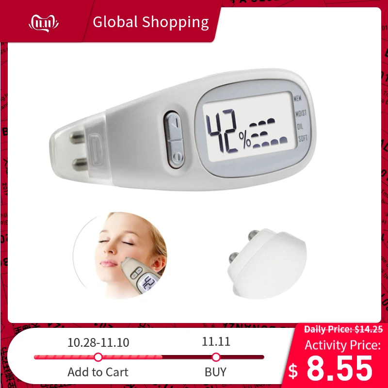 

Skin Analyzer Facial Care Moisture Oil Softness Analyzer Precision Digital LCD Display Handheld Skin Tester for Salon Spa Home