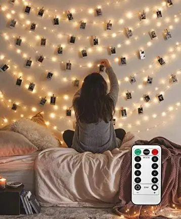 

Garland led string light2M 4M 5M Card Photo Clip chandelier flash lamp ice fairy with remote control for Christmas Decoration