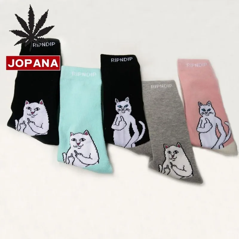 Носки с рисунком кота; теплые женские хлопковые носки с рисунком; милые удобные уличные носки в Корейском стиле; Модная Повседневная зимняя одежда; Skarpetki