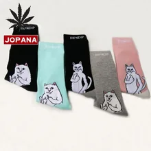 Носки с рисунком кота; теплые женские хлопковые носки с рисунком; милые удобные уличные носки в Корейском стиле; Модная Повседневная зимняя одежда; Skarpetki