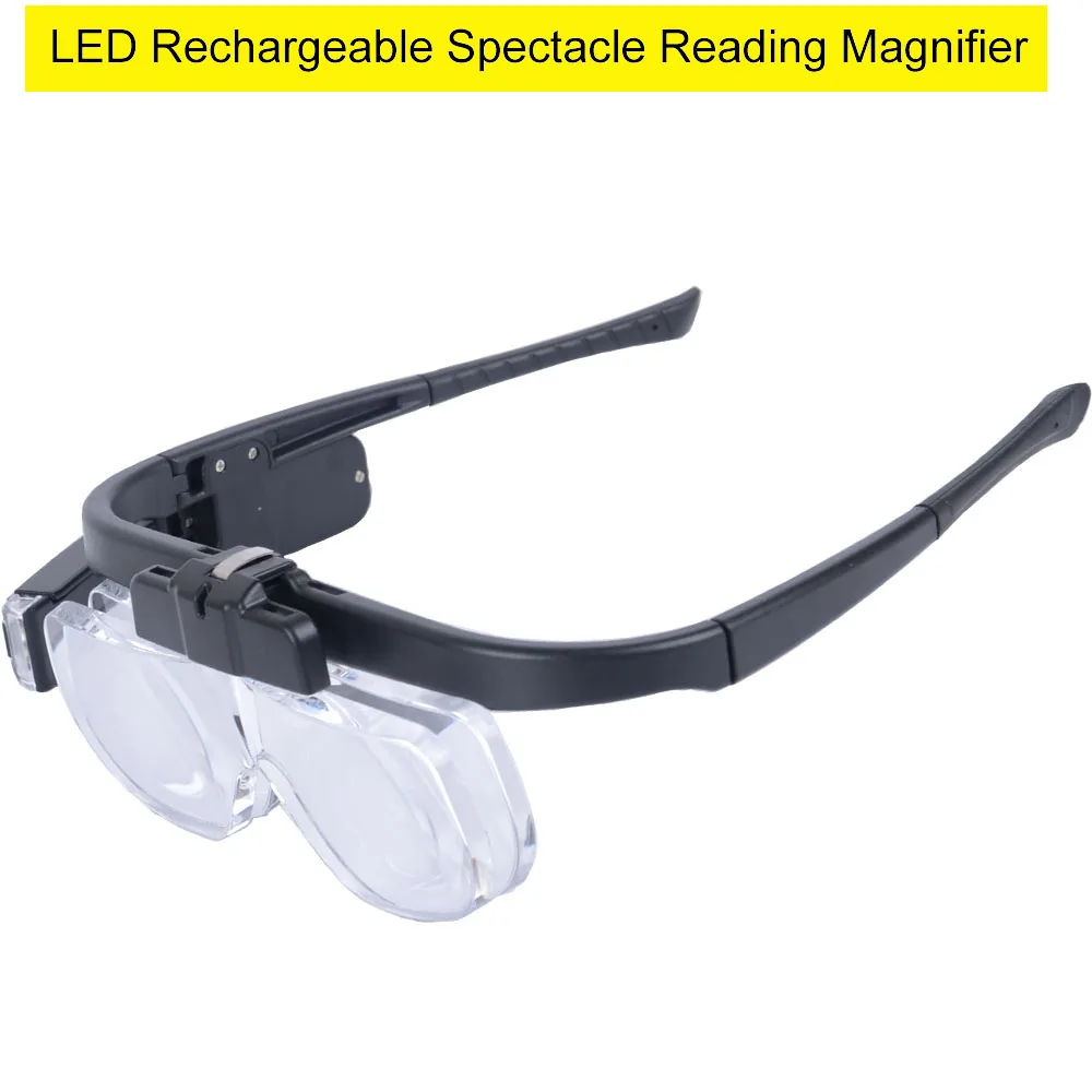 2 Led Rechargeable Spectacle Wearing Magnifier Six Kinds Of Multiple