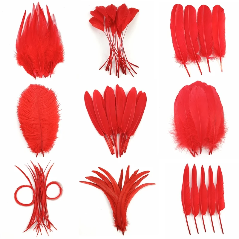 Ostrich feathers Mixed color feathers Pheasant feathers Goose feathers Craft feathers Natural feathers Turkey feathers 20Pcs Red Pheasant Feathers Dream Catcher Decoration Goose Turkey Feather Ostrich Plume Wedding Accessories DIY Jewelry Creation
