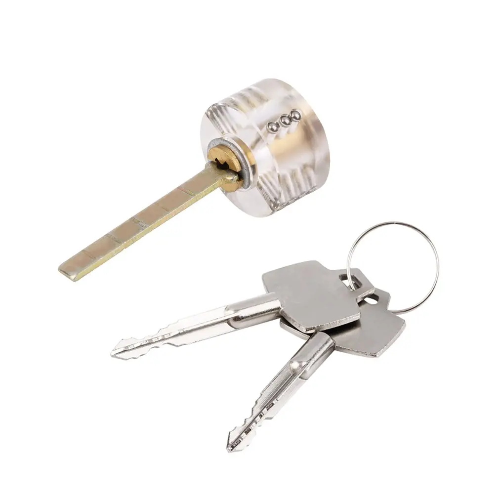 

New arrival 1 pcs Round Cross Visable Practice Padlock Training Tool With 2 Keys