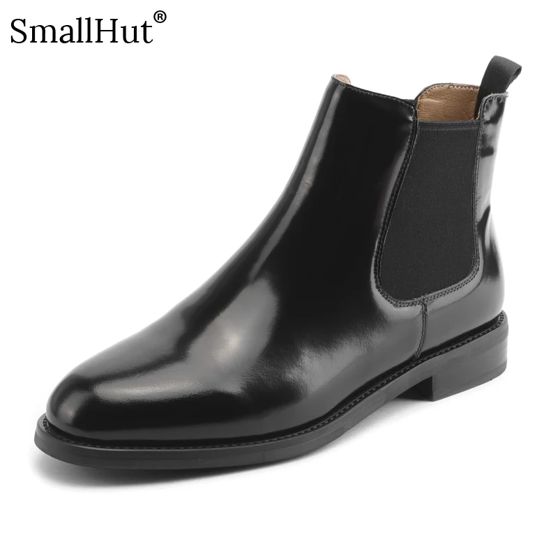 

Really Cow Leather Ankle Boots Women Autumn New Ladies Fashion E235 Elegant Woman Black Wine Red Round Toe Short Chelsea Boots