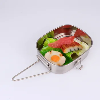 

Stainless Steel Lunch Box Simple Rectangle Shape Design Lunch Box Portable Single Layer Lunch Box for Travel Camping (Medium Siz
