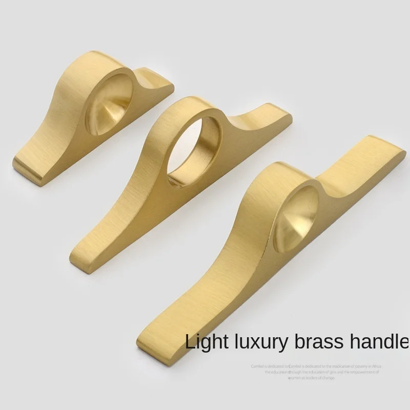 

New Chinese cabinet door handle brass modern simple drawer cabinet wardrobe pure copper handle gold North style