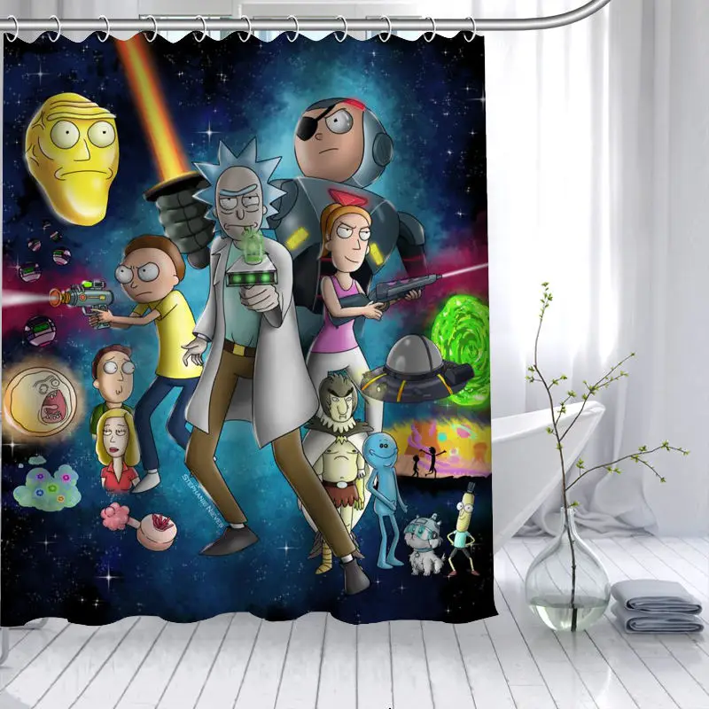 Rick And Morty занавеска для душа 3D Водонепроницаемая полиэфирная ткань для ванной занавес с высоким разрешением 12 крючков для ванной комнаты - Цвет: 6