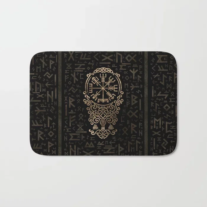 Скандинавский Придверный коврик Vegvisir с компасом на Futhark для ванной рисунком