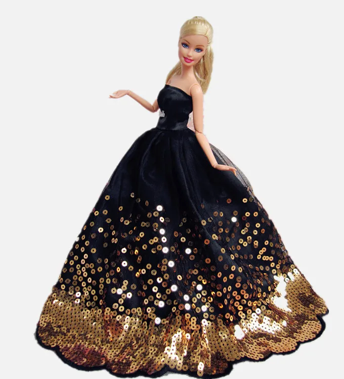 Подлинное платье принцессы для Барби, одежда, много свадебных платьев, платье куклы Барби, элегантные вечерние модные аксессуары - Цвет: Синий
