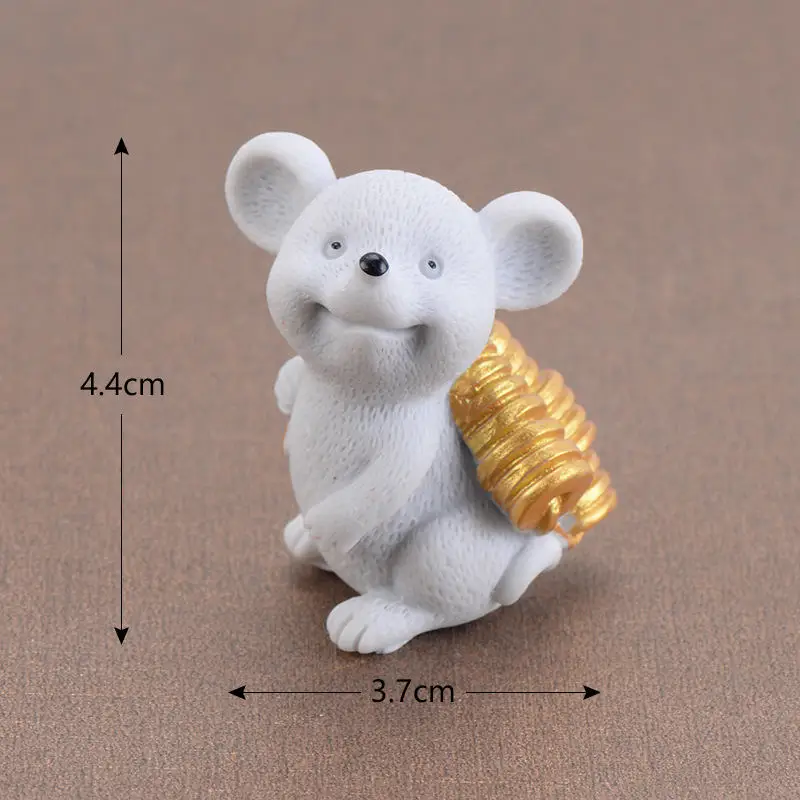 1 шт. Lucky деньги Фортуна мультфильм украшение "мышь" богатый мыши небольшая статуя Будды маленькая фигурка милые животные настольный домашний декор - Цвет: gray 9