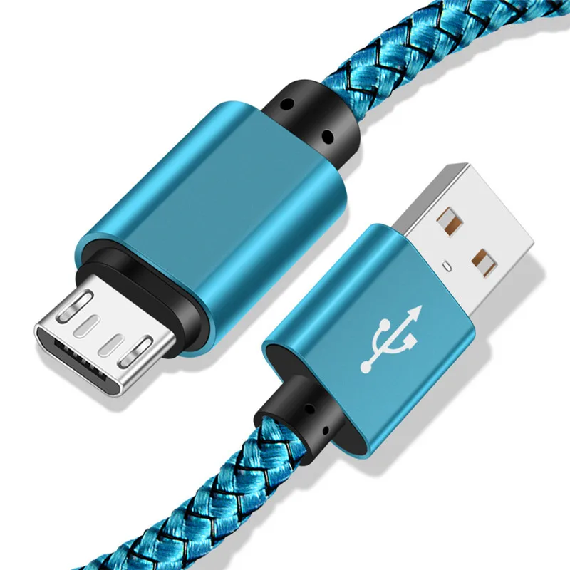 Micro USB кабель 0,2 A быстрая зарядка 1 м 2 м USB зарядное устройство кабель для передачи данных для samsung Redmi MicroUSB Android мобильный телефон провод - Цвет: Синий