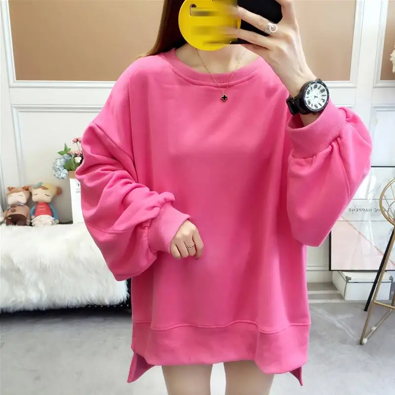 Pink Весенняя женская толстовка с вышивкой для женщин, топ, пуловеры с рукавом летучая мышь, свободные свитера большого размера, новая одежда - Цвет: Pink