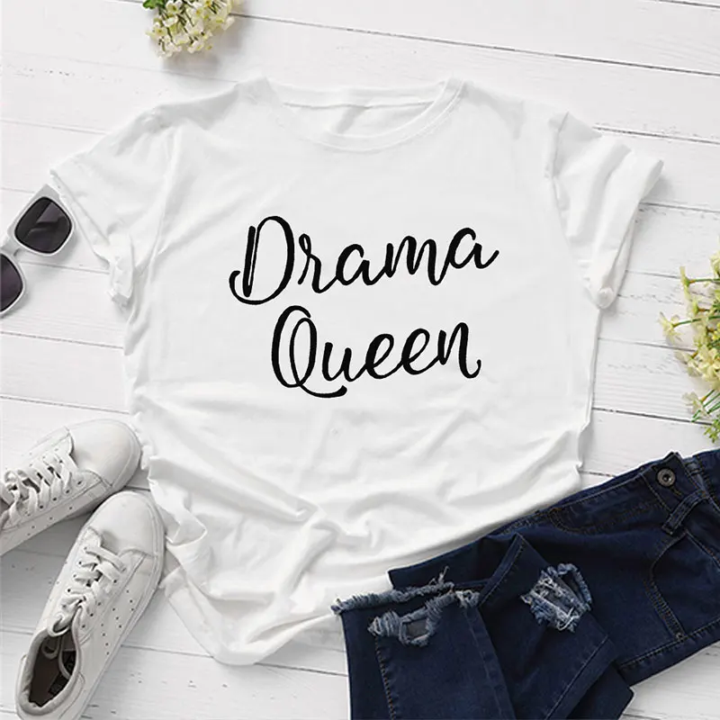 

2019 New Drama Queen Print print fashion street leisure creative letters T-Shirts women o-neck short sleeve tshirts top tees