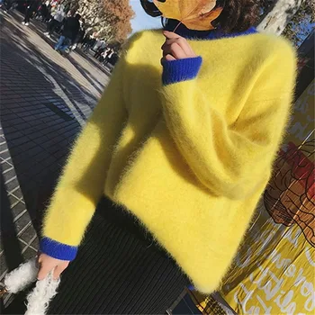 

Bornladies 2020 Autumn Winter Pullover Basic Warm Sweater Soft Wool Kniited Striped Streetwear Fashion Sweater Tops