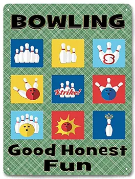 

BOWLING fun metal sign bowling alley great gift retro game room wall decor