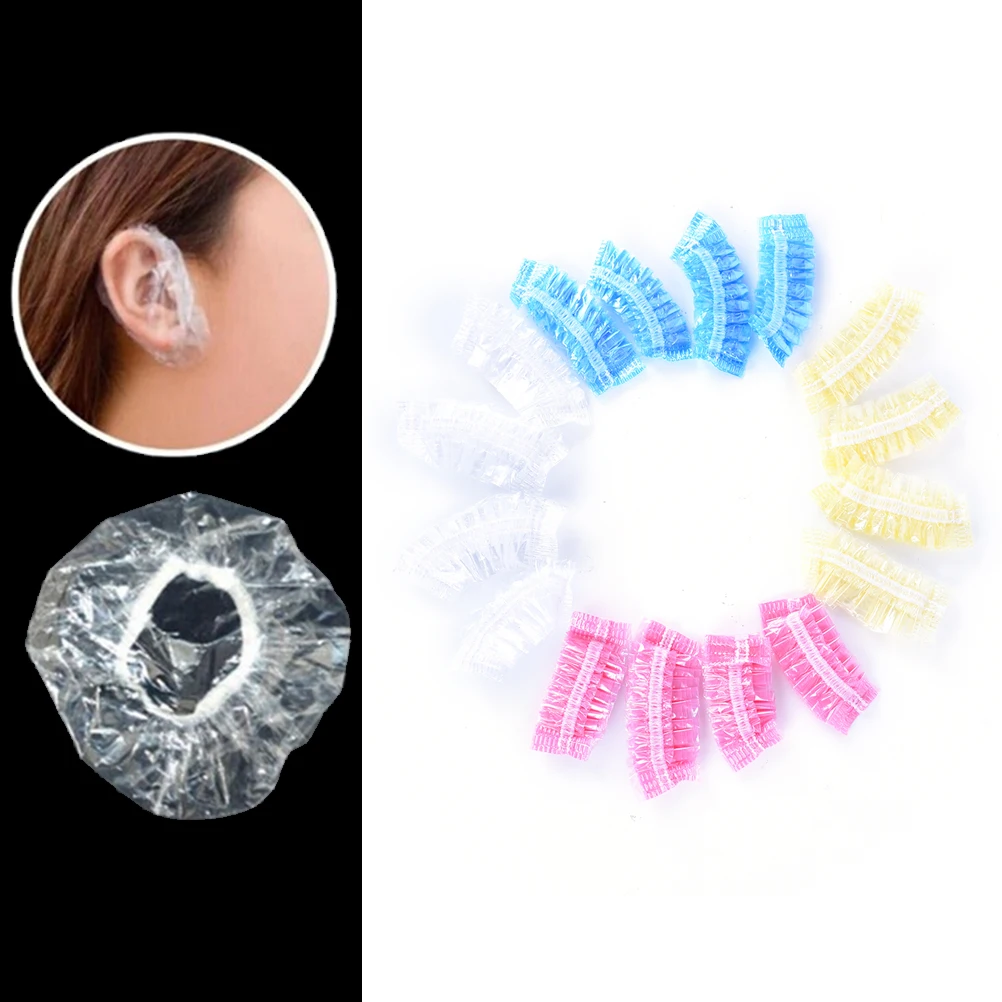 100 Pieces Hair Color Styling Tool Accessories Disposable Salon Clear Ear Cover Ear Protection Hair Dye Protect Cap Wholesale
