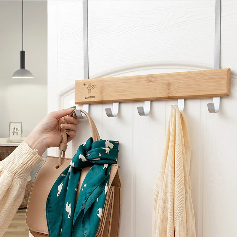 

Over The Door Hook Household Storage Door Hanger Towel Rack with 5 Hooks for Hanging Coats Door Coat Back of Bathroom Bedroom