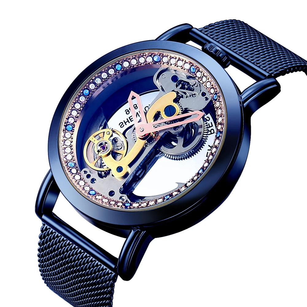 Модные роскошные механические часы Мужские Автоматические классические пять цветов кожаные механические ручные часы Reloj Hombre часы - Цвет: color 2