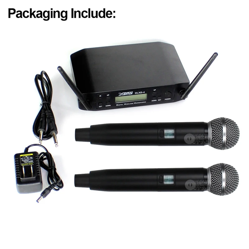 GLXD24 GLXD4 Professional UHF Wireless Microphone System Beta58a Handheld Mic Dual Channels Cordless Digital Receiver For Church