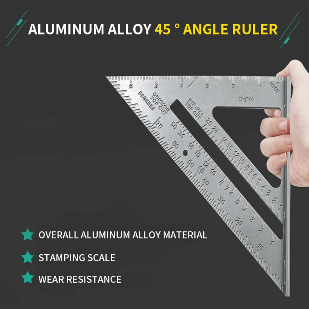 

Measurement Tool Triangle Square Ruler Aluminum Alloy Speed Protractor Miter For Carpenter Tri-square Line Scriber Saw Guide#2