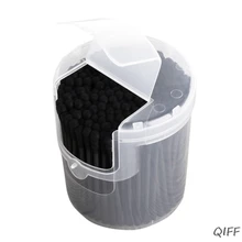 200 шт активированные черные антибактериальные ватные палочки для очистки ушных палочек с двойной головкой