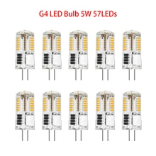 

10pcs G4 Led Lamp 5W 57leds ACDC12V 3014 SMD No Flicker Silicone Corn Bulb 360 Degree Beam Angle replace Halogen Light Chandelie