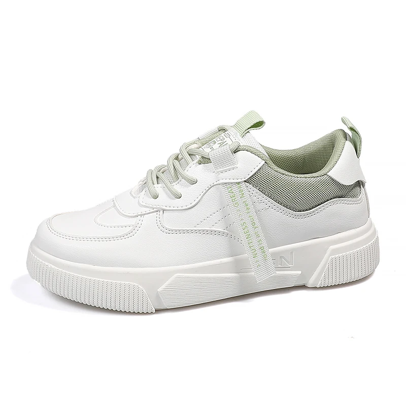 Large Women's Leather Sports Shoes Spring and Autumn White Lightweight Women's Vulcanized Shoes Casual Shoes Breathable