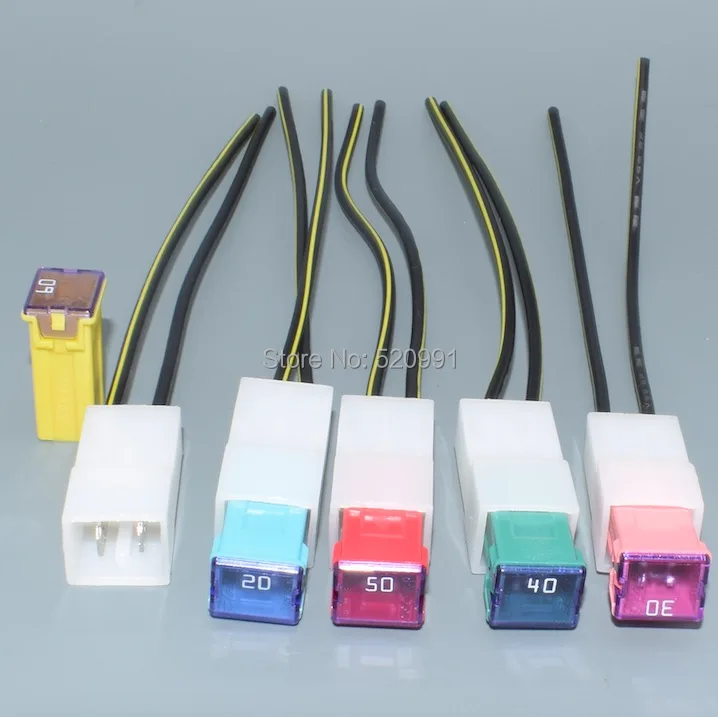shhworldsea 1set =1pcs fuse +1pcs fuse box Mini Square Fuse 20A 25A 30A 40A 50A 60A Auto Fuse Plastic Box Assortment Auto