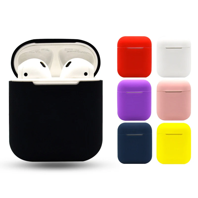 Силиконовый Bluetooth беспроводной чехол для наушников AirPods защитный чехол Аксессуары для кожи для Apple AirPods зарядная коробка черный