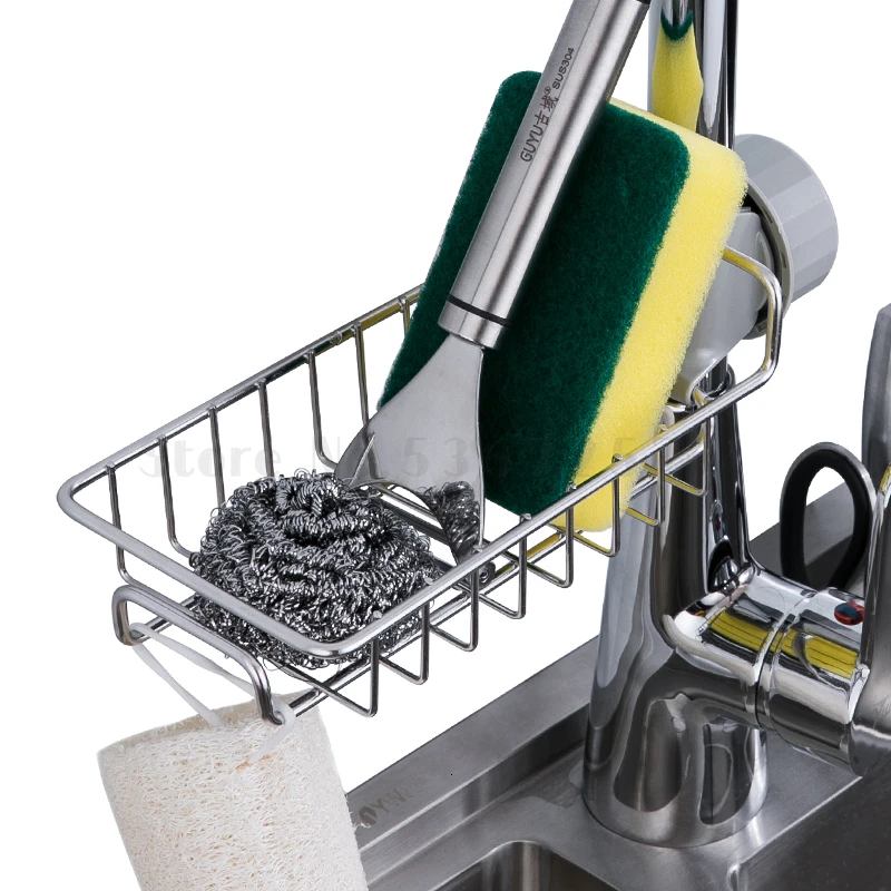 

Kitchen receives artifact stainless steel faucet shelf hanging basket sponge drainage shelf sink receivers