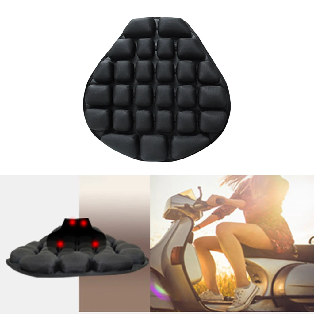 Inflatable Motorcycle Ride Seat Cushion Air Pad for Comfortable Travel Black