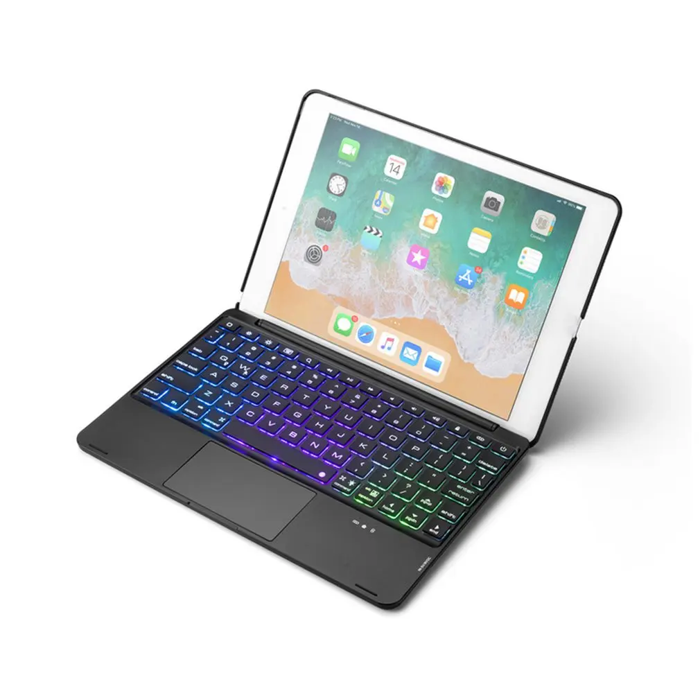 Благодаря своей сверхтонкой Беспроводной клавиатура чехол для iPad Pro 12,9 дюйма Планшет с красочными светодиодный Подсветка анав светодиодный устройств