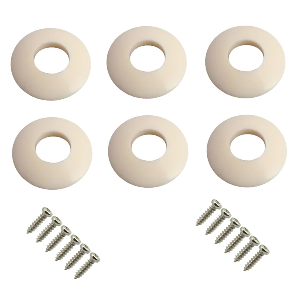 Pack of 6 White Plastic Ferrules Washers Gasket for Guitar Tuners Machine Heads