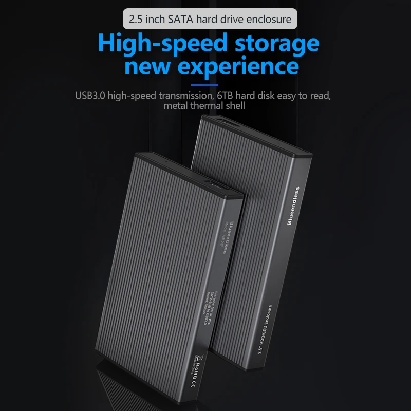 External HDD Enclosure Aluminum 2.5 SATA to USB 3.0 Tool free Type C 3.1 For SSD Disk