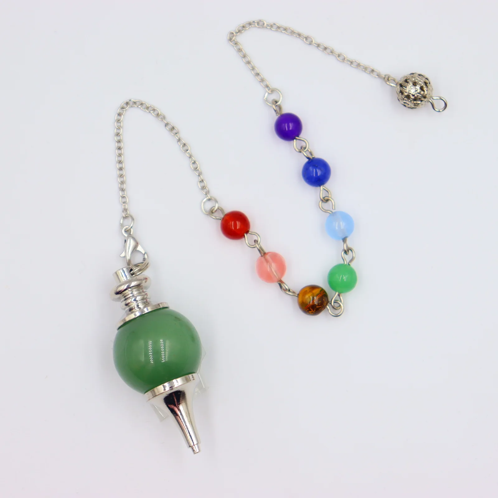 Chakra Reiki Healing Pendulums Charms Natural Stones Amethyst Rose Quartz  Pendant Yoga Energy Stone Decoration