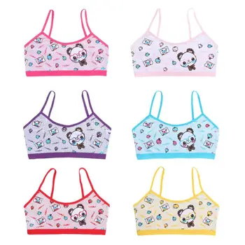 

Teenage Girls Training Bra Kids Underwear Cotton Cartoon Panda Small Young School Children Vest Bras Child Underclothes 24BE