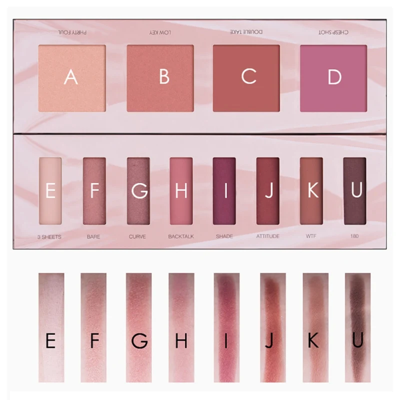 12 Colors Pink Eyeshadow Palette Waterproof Smoky Eye Shadow Pallete Matte Powder Cosmetics Blush MKXJ