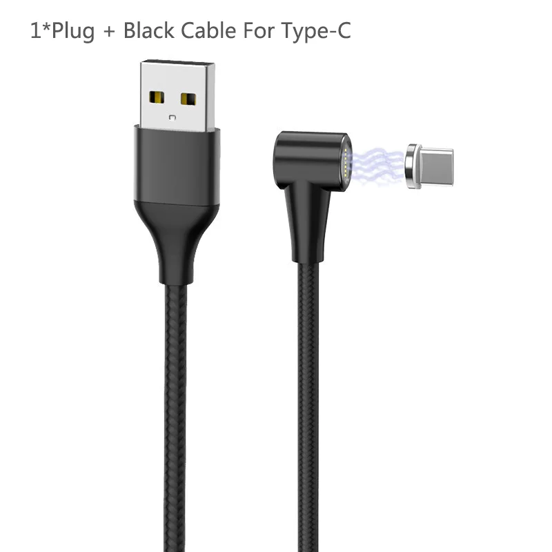 1 м Магнитный Micro USB кабель для быстрой зарядки iPhone samsung кабель для передачи данных Магнитный кабель для зарядки usb type C 3A usb c кабель для быстрой зарядки - Цвет: Black For Type C