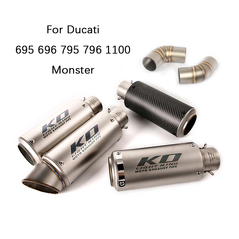 

( Left Right ) For Ducati Monster 696 695 795 1100 Exhaust Pipe Slip On Hypermotard 796 Motorcycle Mid Pipe 51mm Muffler Escape