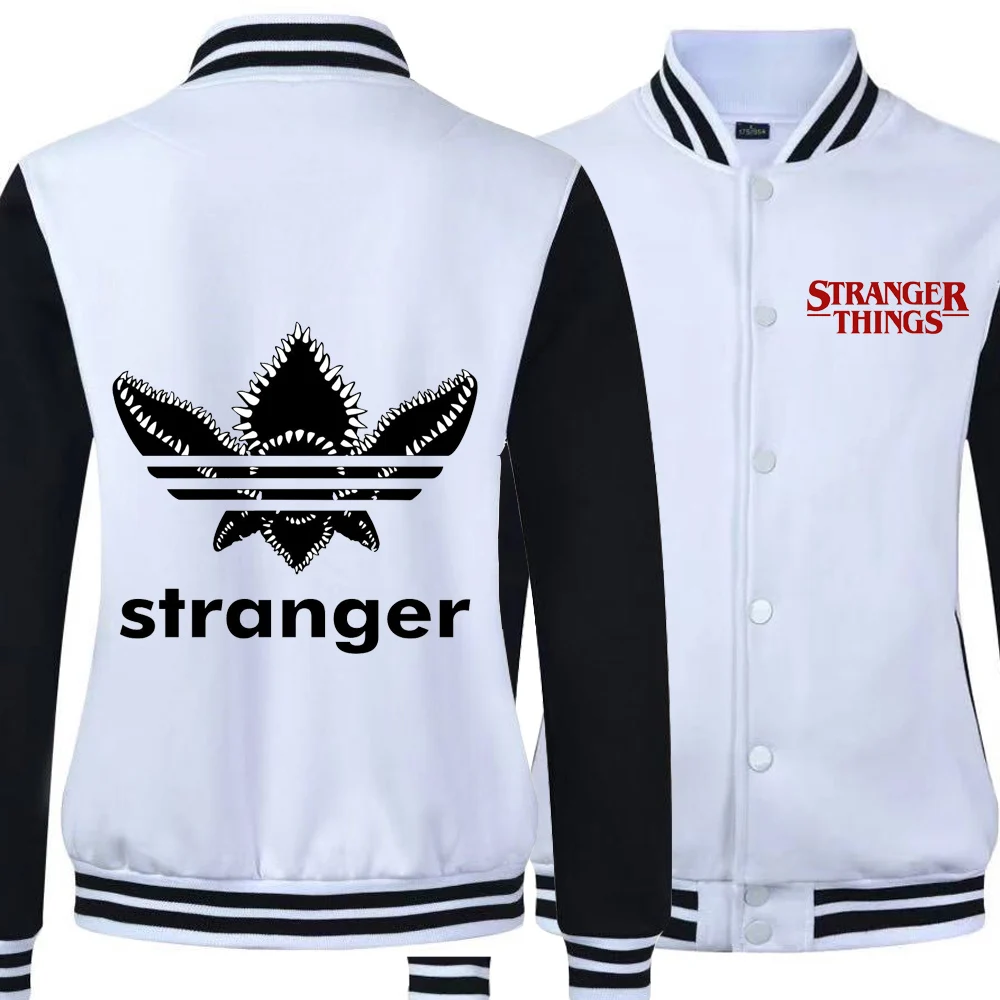 

2019 Autumn Keep Warm Stranger Things Jackets Male Bomber Jacket Baseball College Style Loose Coats College Uniform