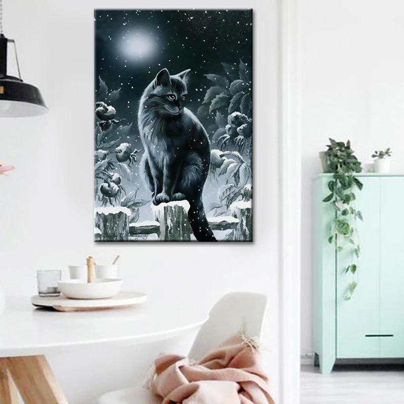 MEIAN 5D алмазная вышивка с котом круглые стразы для вышивки крестом мозаика