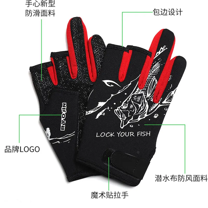 New Winter Gloves For Men Three Finger Cut Neoprene Fishing Gloves  Waterproof Anti Cut Warm Everything For Winter Fishing - AliExpress
