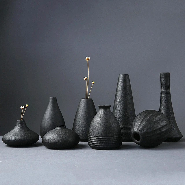 Modern 8 stil siyah seramik çiçek düzenleme küçük vazo ev dekorasyon küçük  vazo masa süs el