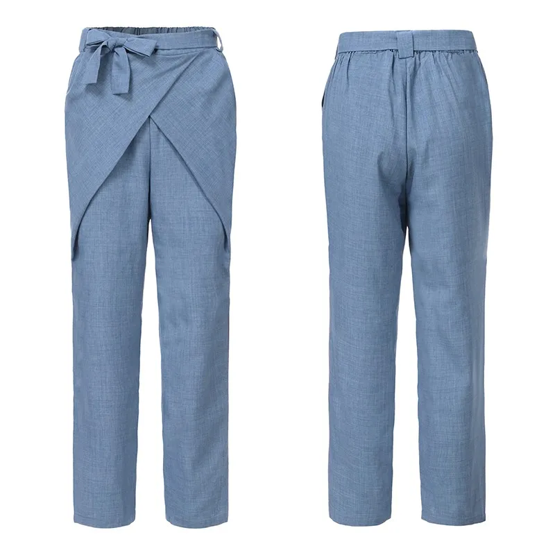Style 2 Blue Элегантные Панталоны ZANZEA повседневные длинные Палаццо женские шаровары модные женские брюки с большими карманами на боковой молнии размера плюс - Цвет: Style 2 Blue