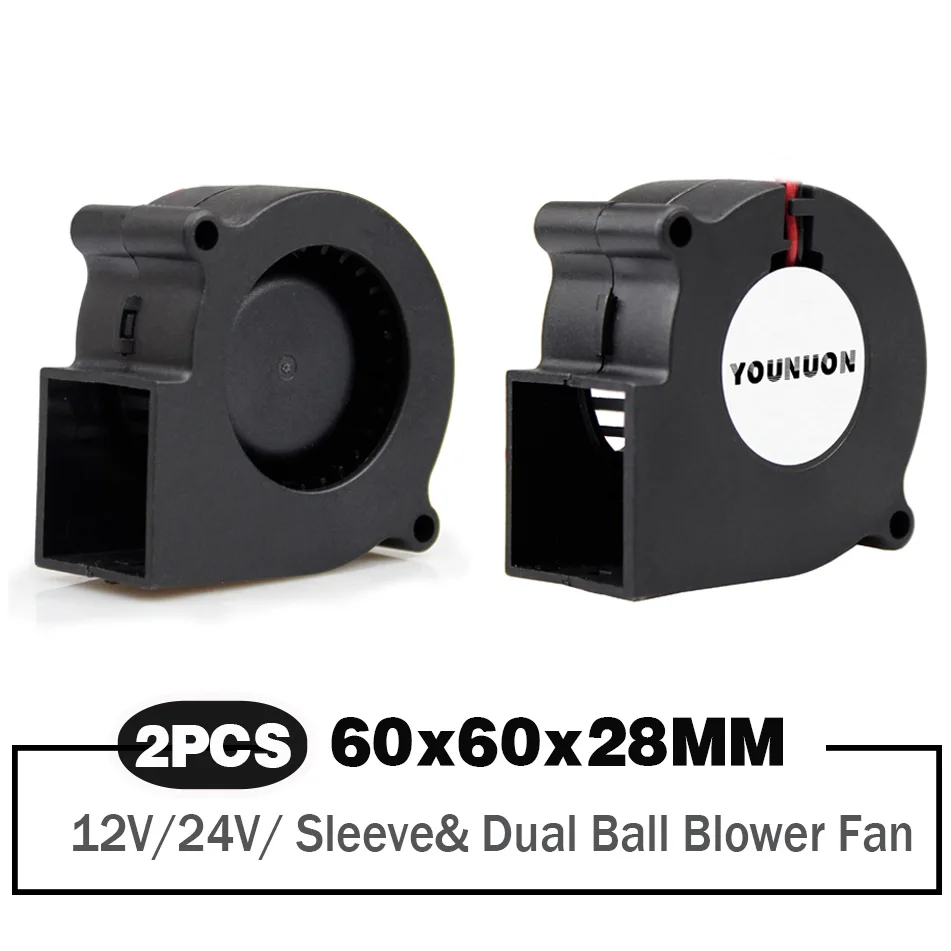 

2Pcs Brushless Cooler Cooling DC Centrifugal Blower Fan 60mm 12V 24V 2Pin 60x28mm 6028 6cm Sleeve Dual Ball Heatsink Radiator