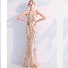 Вечернее платье с круглым вырезом, без рукавов, женские вечерние платья, длина до пола, элегантное платье,, на молнии, с блестками, вечерние платья F184